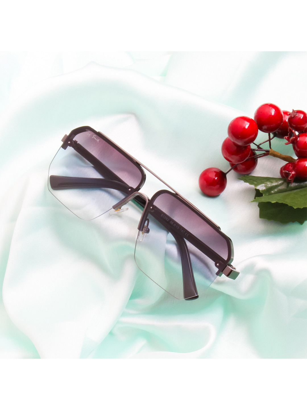 Ted Smith Unisex Gunmetal-Blue Aviator Sunglasses With UV Protected Lens