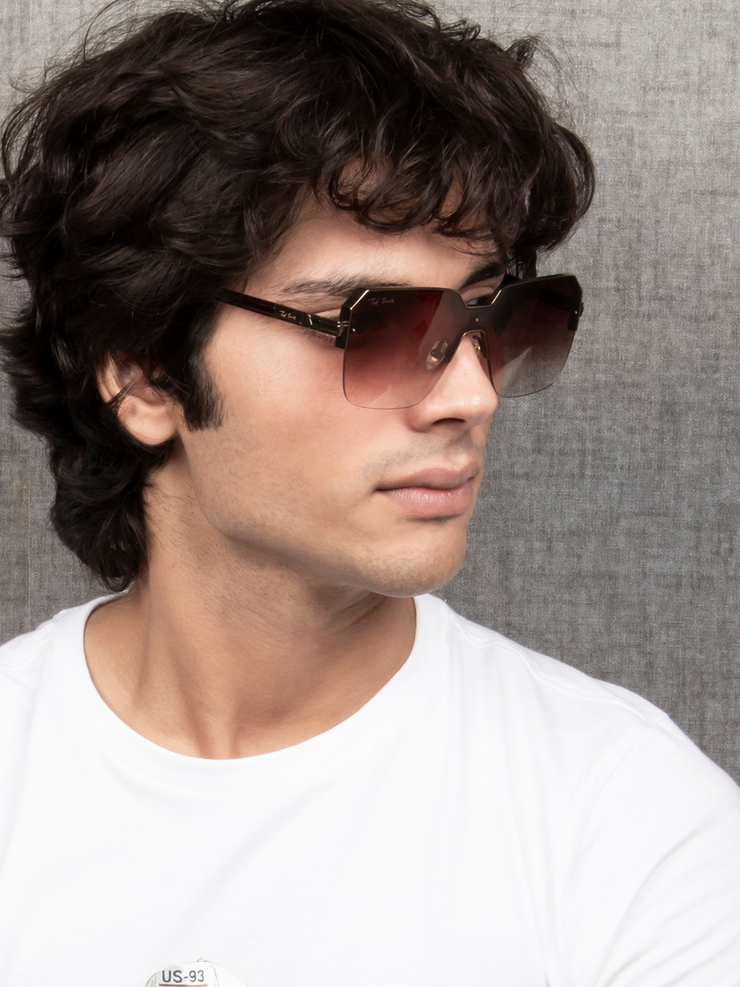 Ted Smith Unisex Brown Square Sunglasses With UV Protected Lens