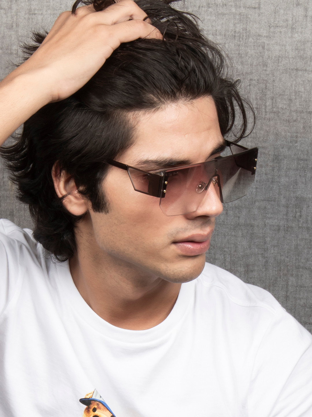 Ted Smith Unisex Brown Shield Sunglasses With UV Protected Lens