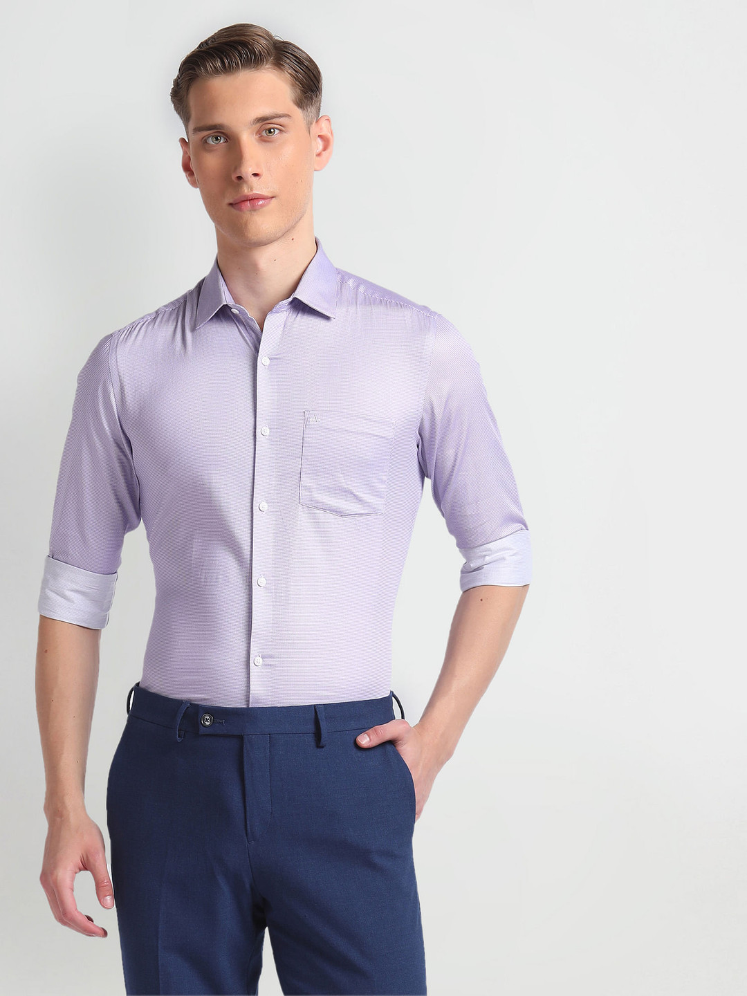 Arrow Men Slim Fit Micro Print Pure Cotton Formal Shirt