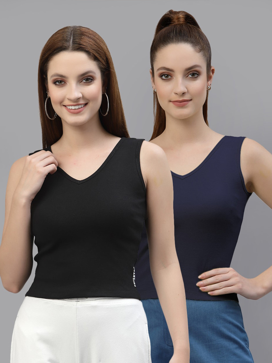 Friskers Pack of 2 Sleeveless Cotton Tops