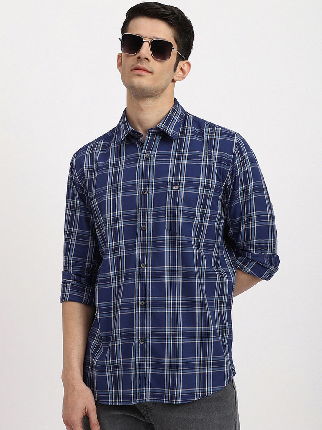 Arrow Sport Men Slim Fit Tartan Checked Cotton Patch Pocket Casual Shirt