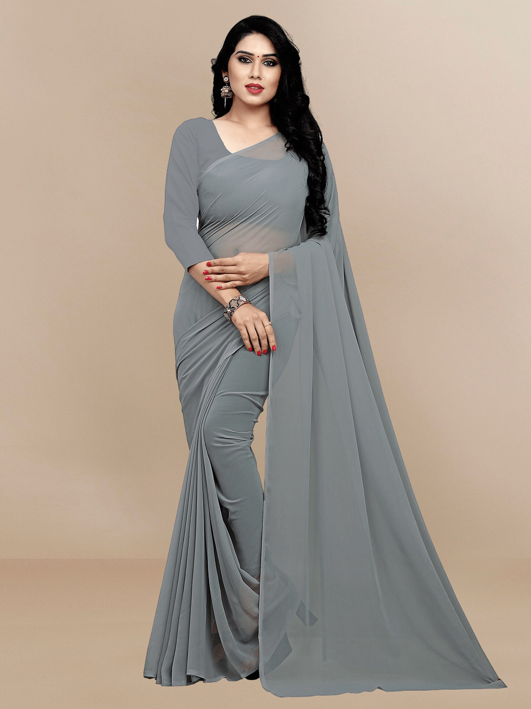 Sidhidata Grey Pure Georgette Saree