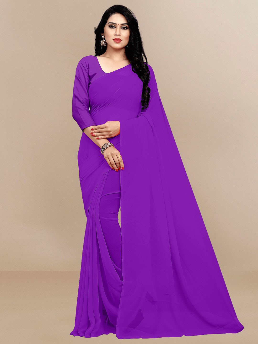 Sidhidata Purple Pure Georgette Saree