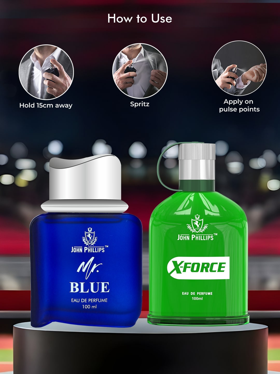 JOHN PHILLIPS Mr Blue & X Force Set Of 2 Long Lasting Eau De Parfum  100 ml Each