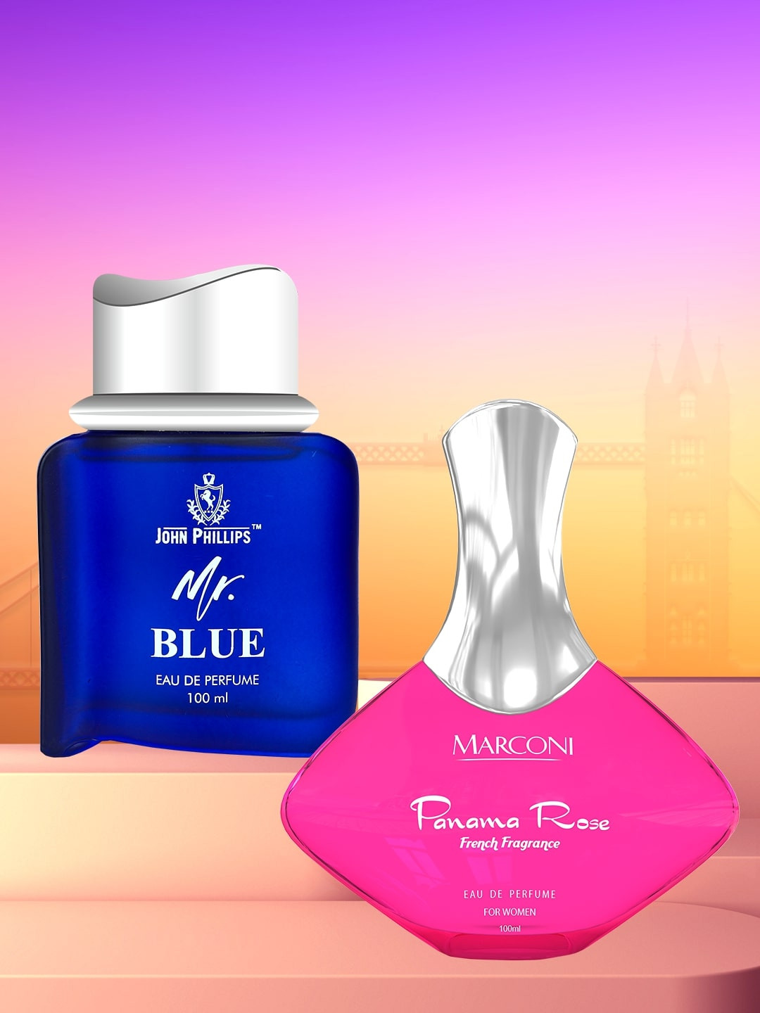 JOHN PHILLIPS Set Of 2 Mr Blue & Marconi Panama Rose Eau De Parfum 100 ml Each