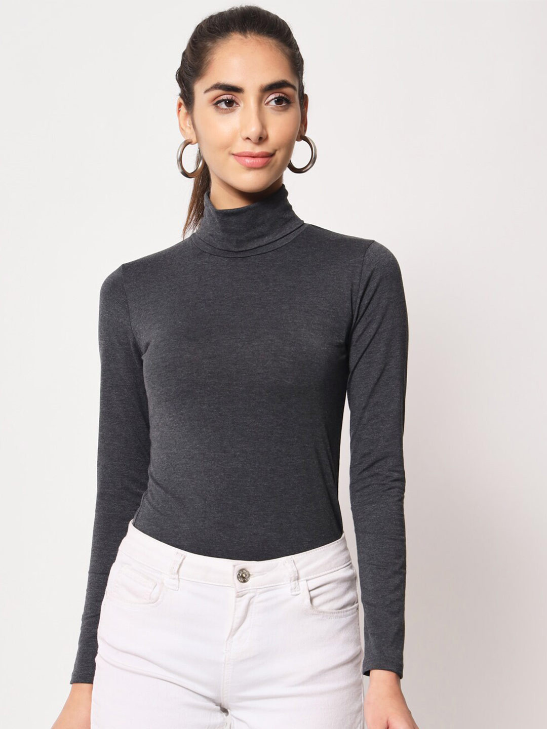 LE BOURGEOIS High Neck Slim Fit Top