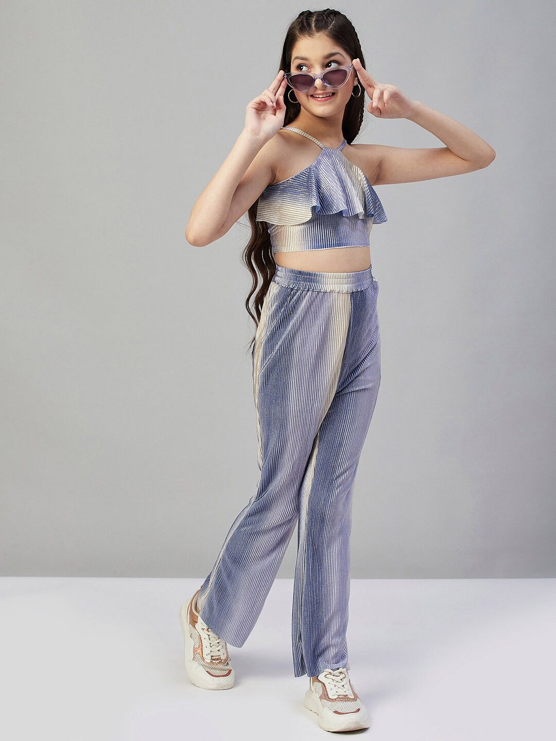 Stylo Bug Girls Striped Top with Trousers Set