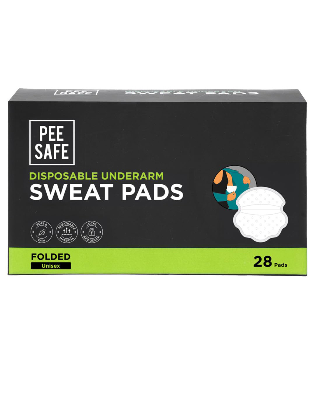 PEESAFE Pee Safe Disposable Odourless Folded Underarm Sweat Pads 28 Units
