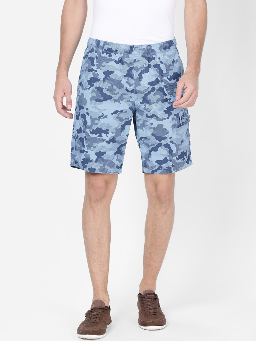t-base Men Camouflage Printed Cotton Cargo Shorts