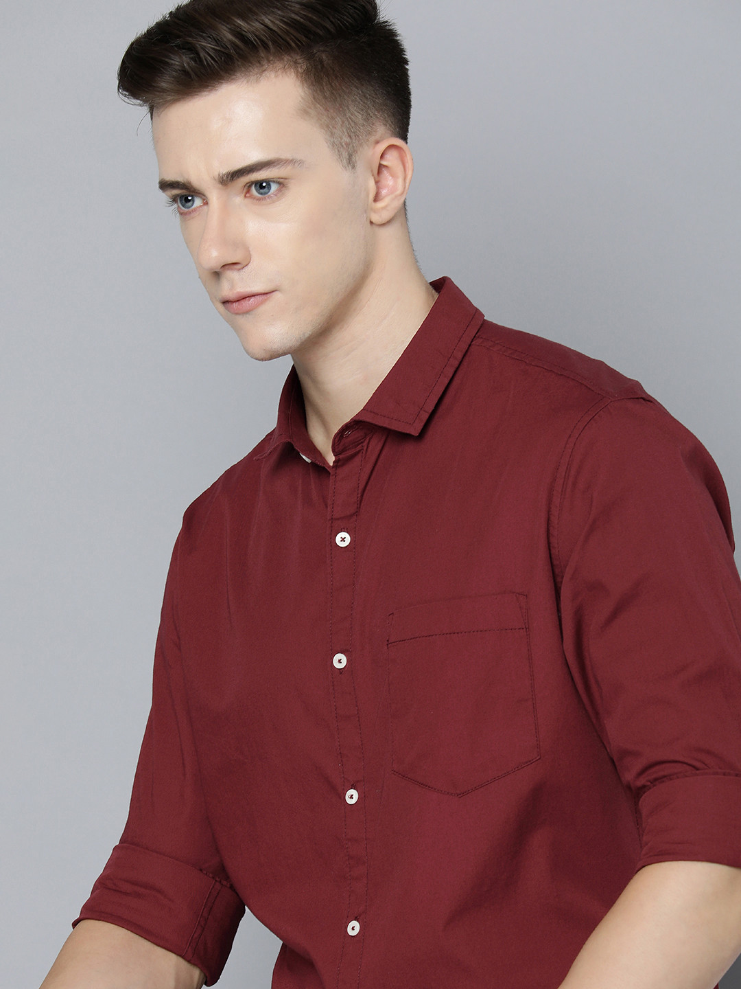 ether  Cotton Cutaway Collar Solid Regular Fit Casual Shirt