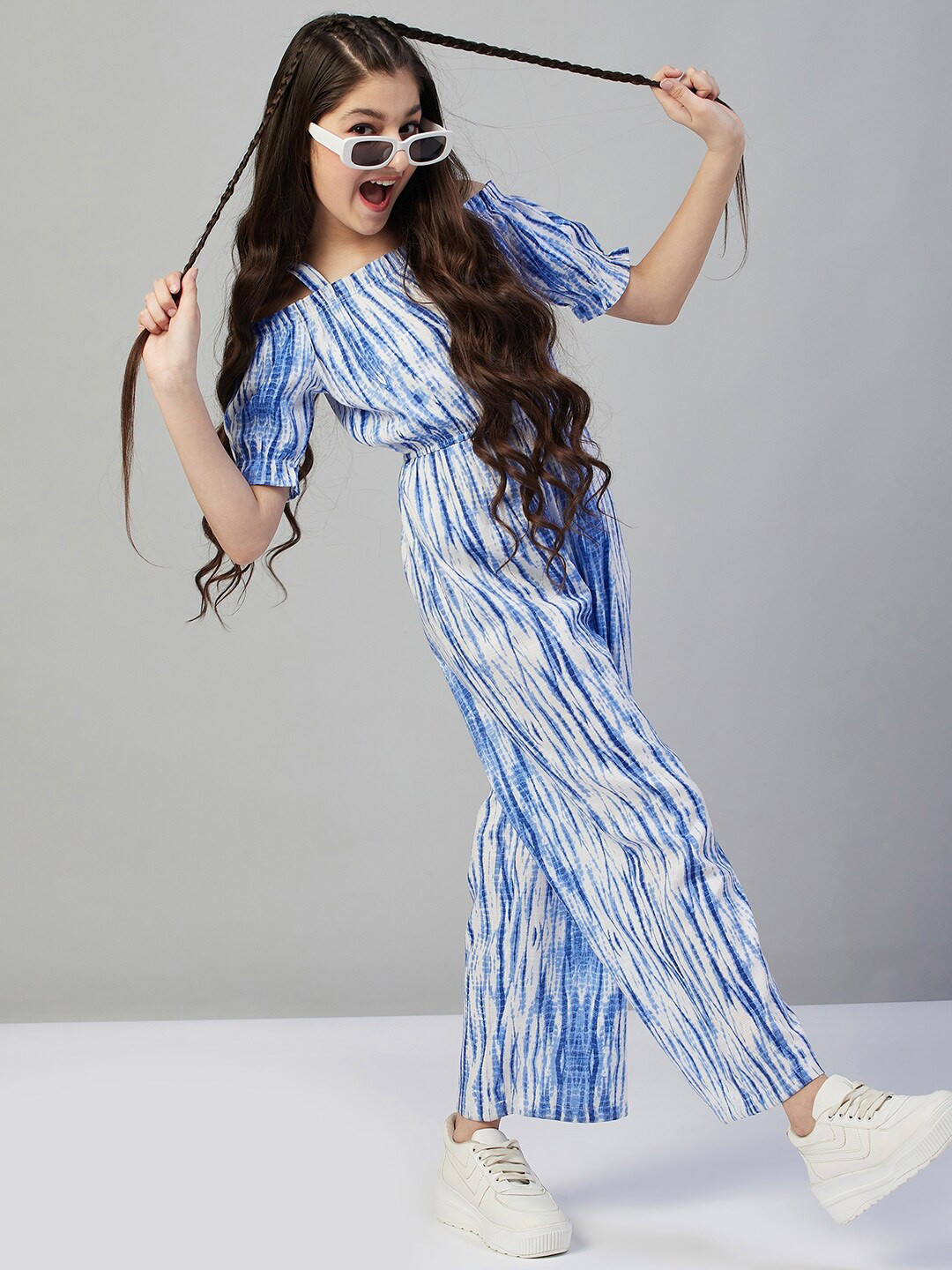 Stylo Bug Girls Tie And Dye Printed Basic Jumpsuit