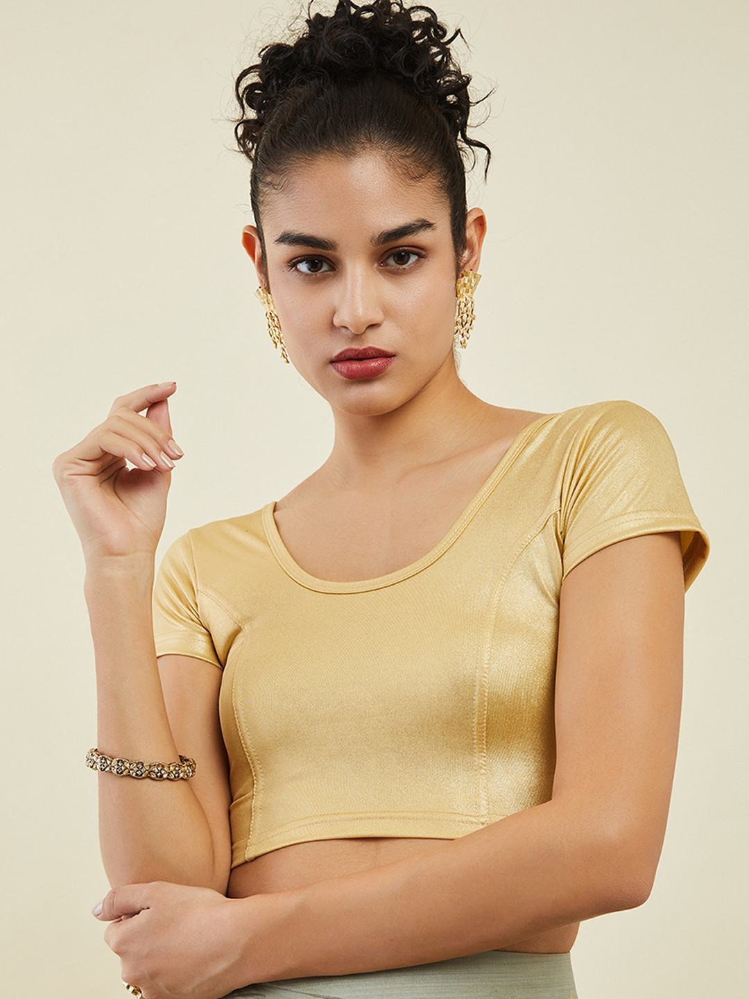 Soch Round Neck Cotton Saree Blouse