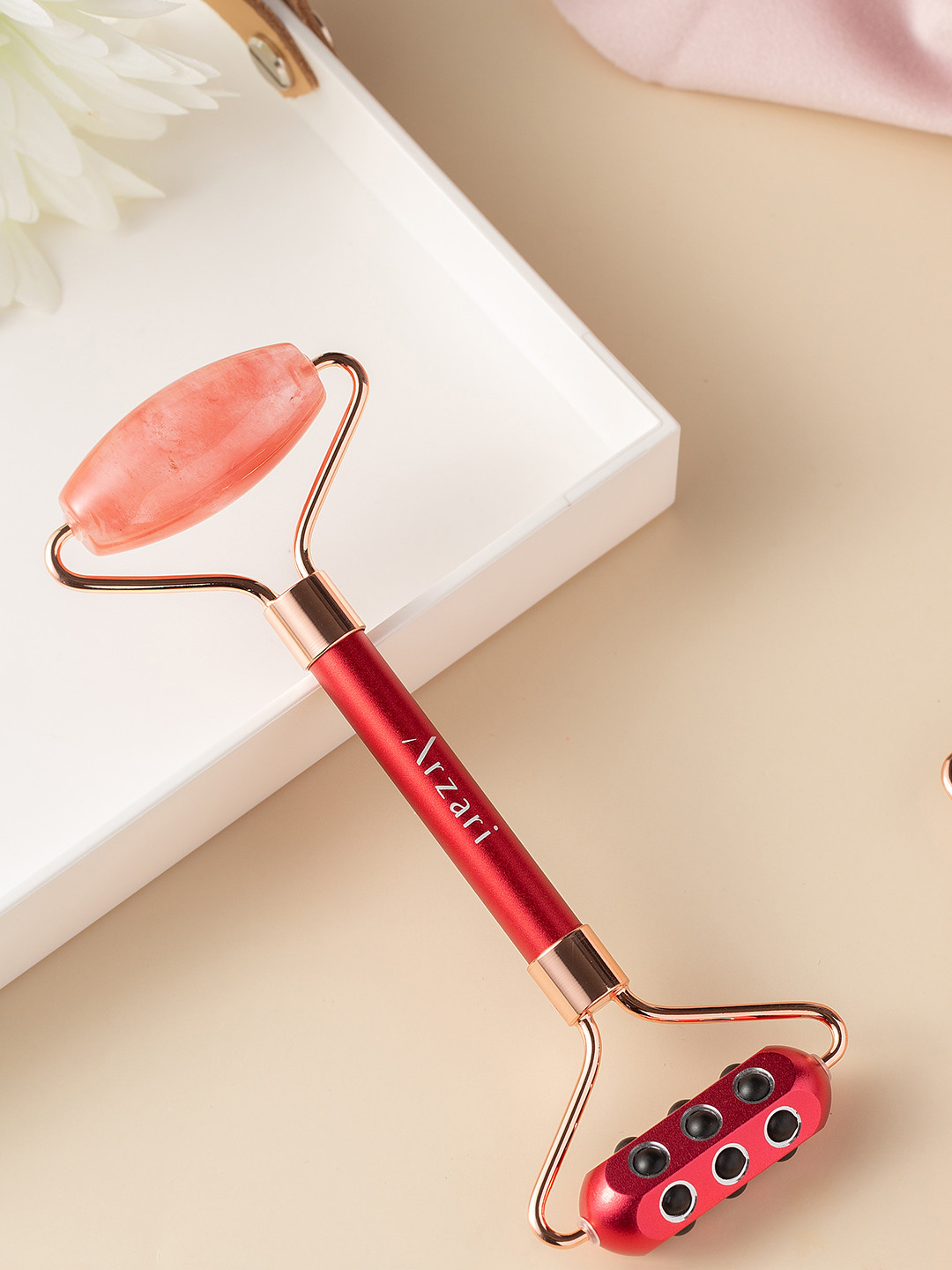 Arzari 18 Germanium Jade Facial Massaging Roller - Red Obsidian