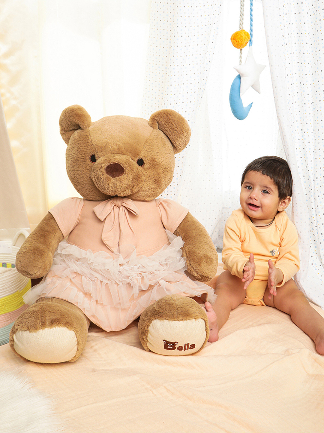 MiArcus Plush Teddy Bear Soft Plush Toy In Frock Brown - Length 70 Cm