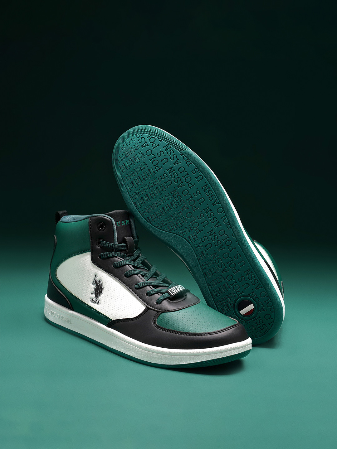 U.S. Polo Assn. Men Colourblocked Mid-Top Sneakers