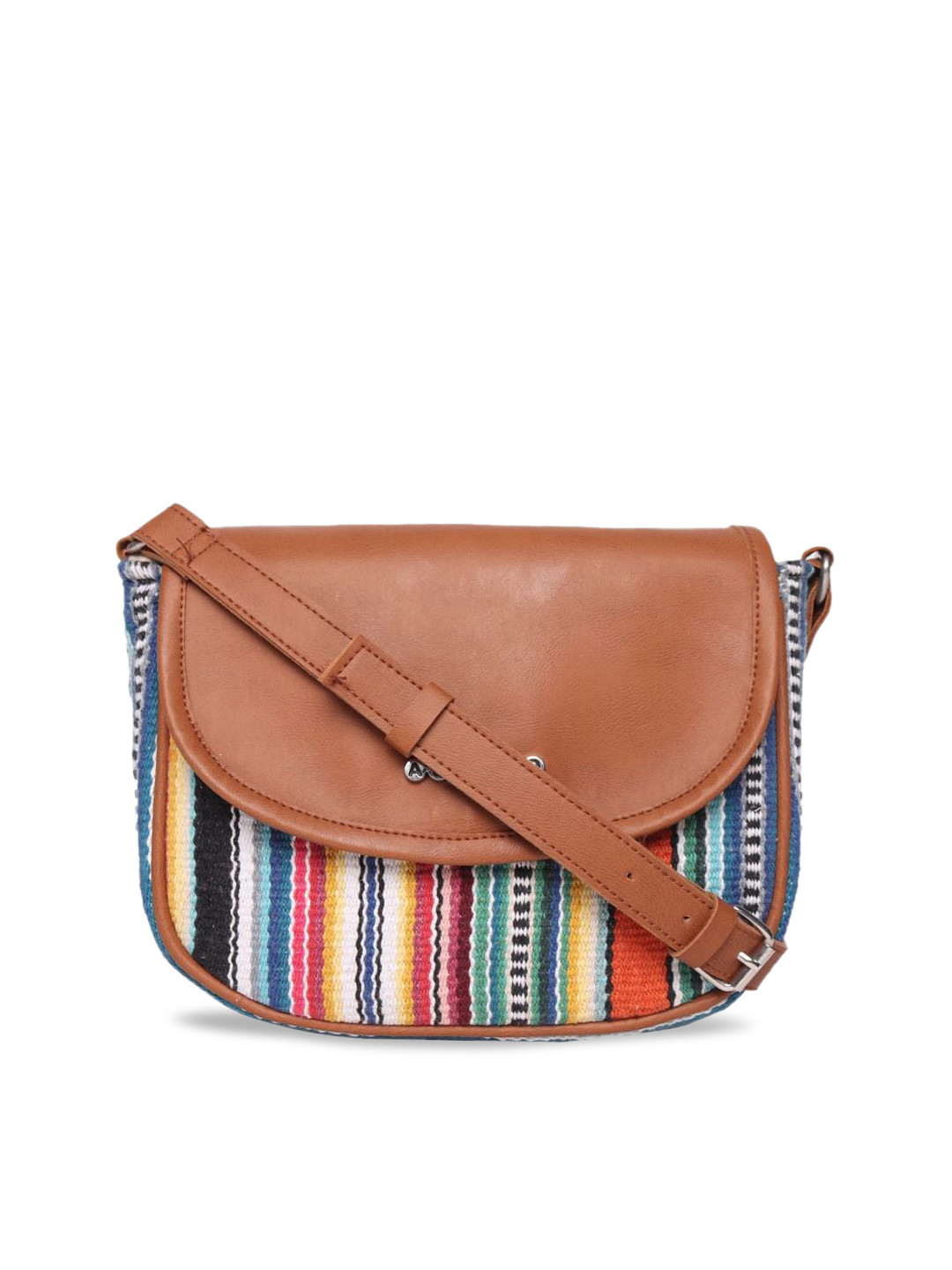 ASTRID Geometric Printed Half Moon Canvas Sling Bag