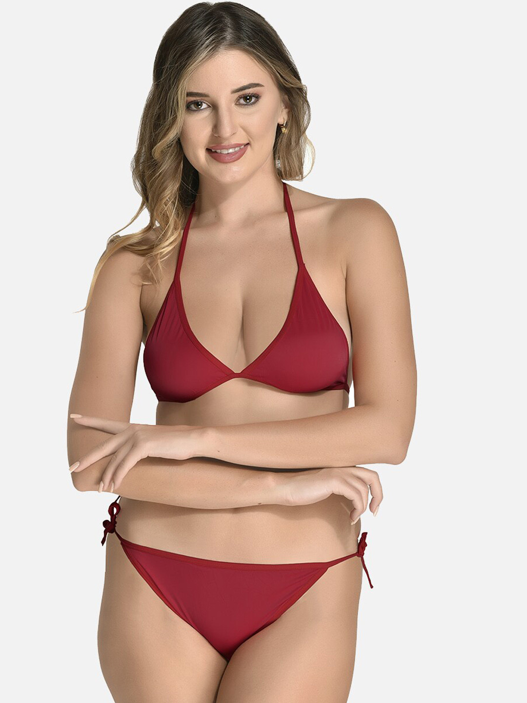 StyFun Satin Lingerie Set LS_Satin_Set_Maroon_B