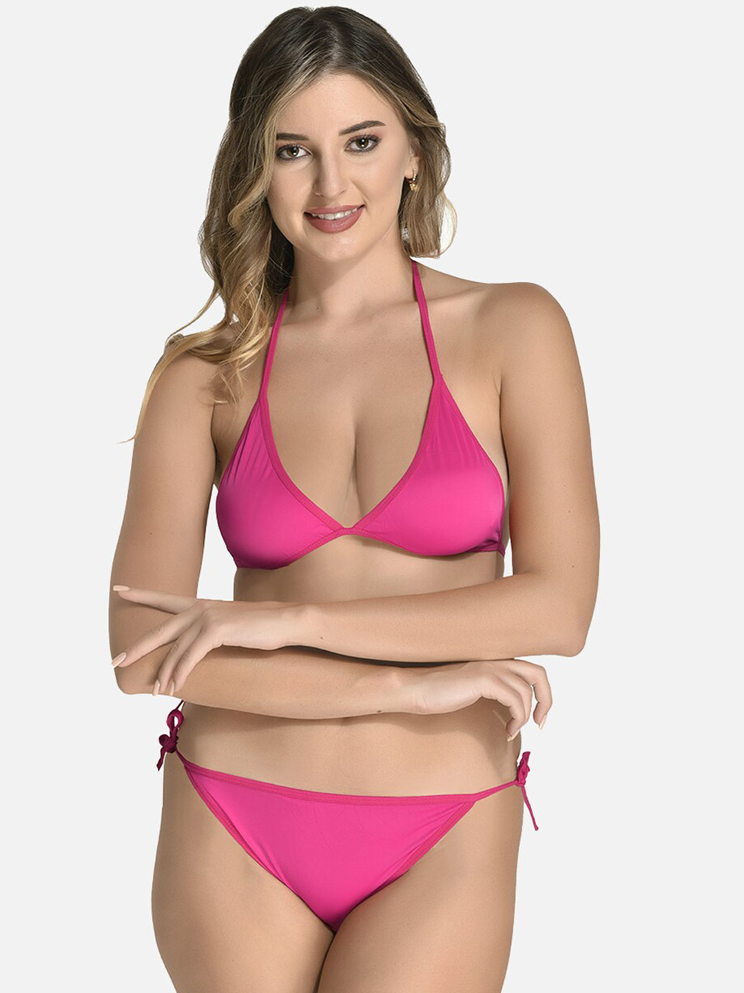 StyFun Satin Tie-Up Satin Lingerie Set LS_Satin_Set_Pink_B