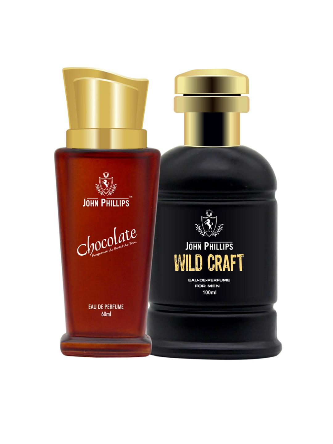 JOHN PHILLIPS Set Of 2 Chocolate 60 ml & Wildcraft 100 ml Long Lasting Eau De Parfum
