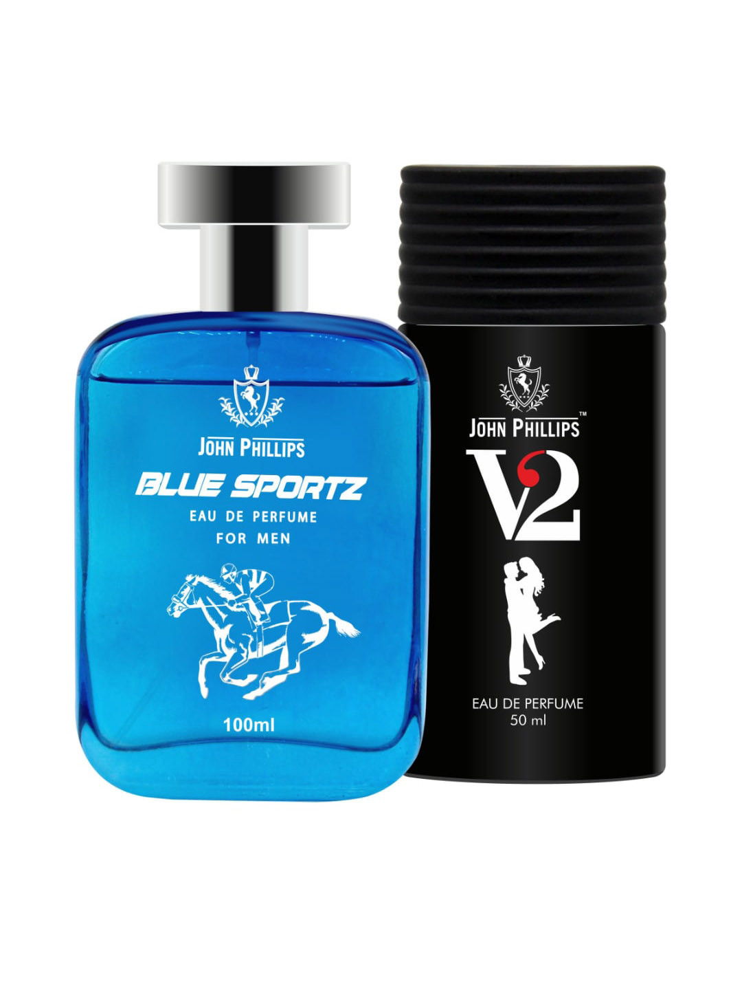 JOHN PHILLIPS Set Of 2 Blue Sportz 100 ml & V2 50 ml Long Lasting Eau De Parfum