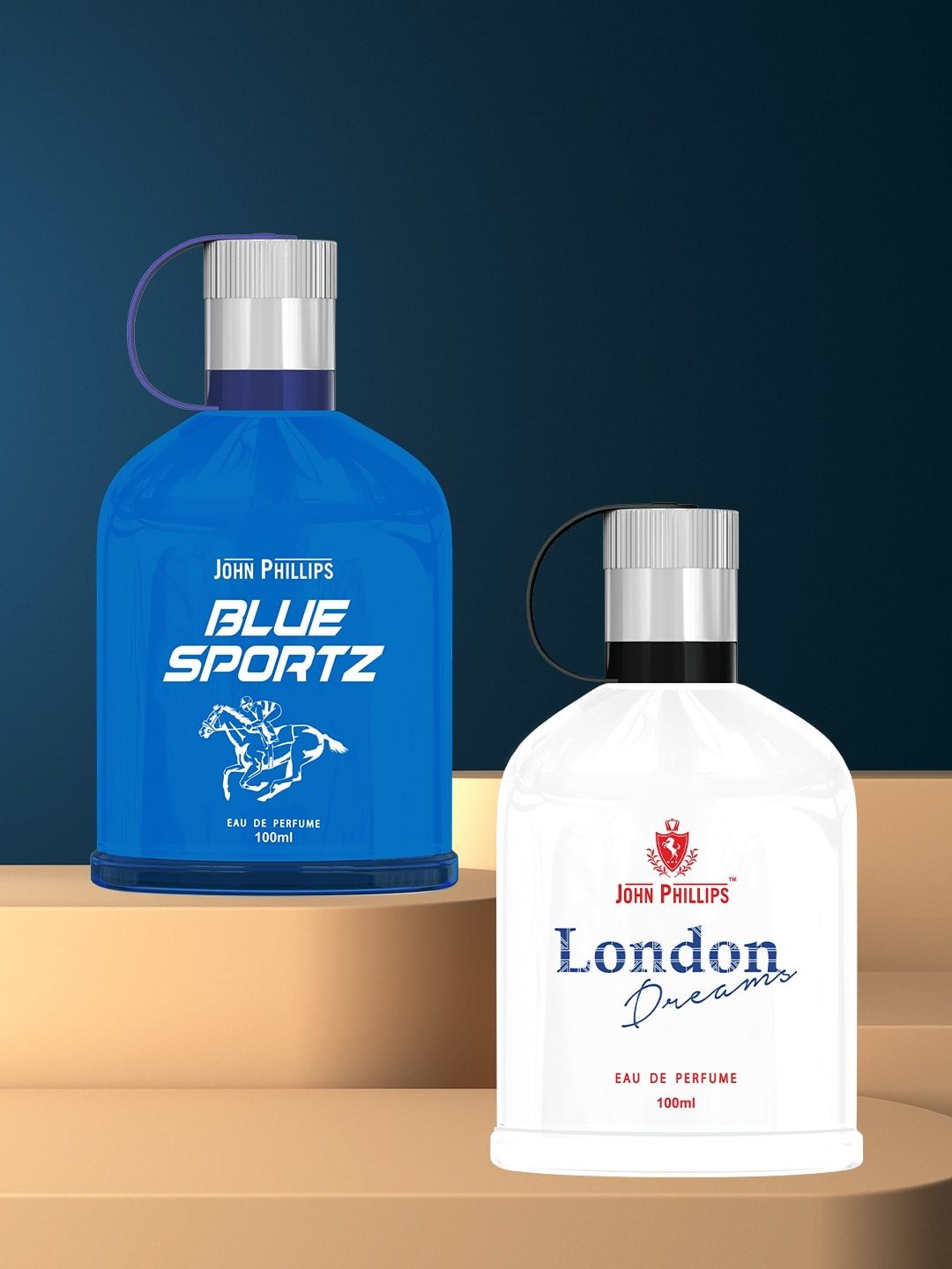 JOHN PHILLIPS Blue Sportz & London Dreams Set Of 2 Long Lasting Eau De Parfum 100 ml Each