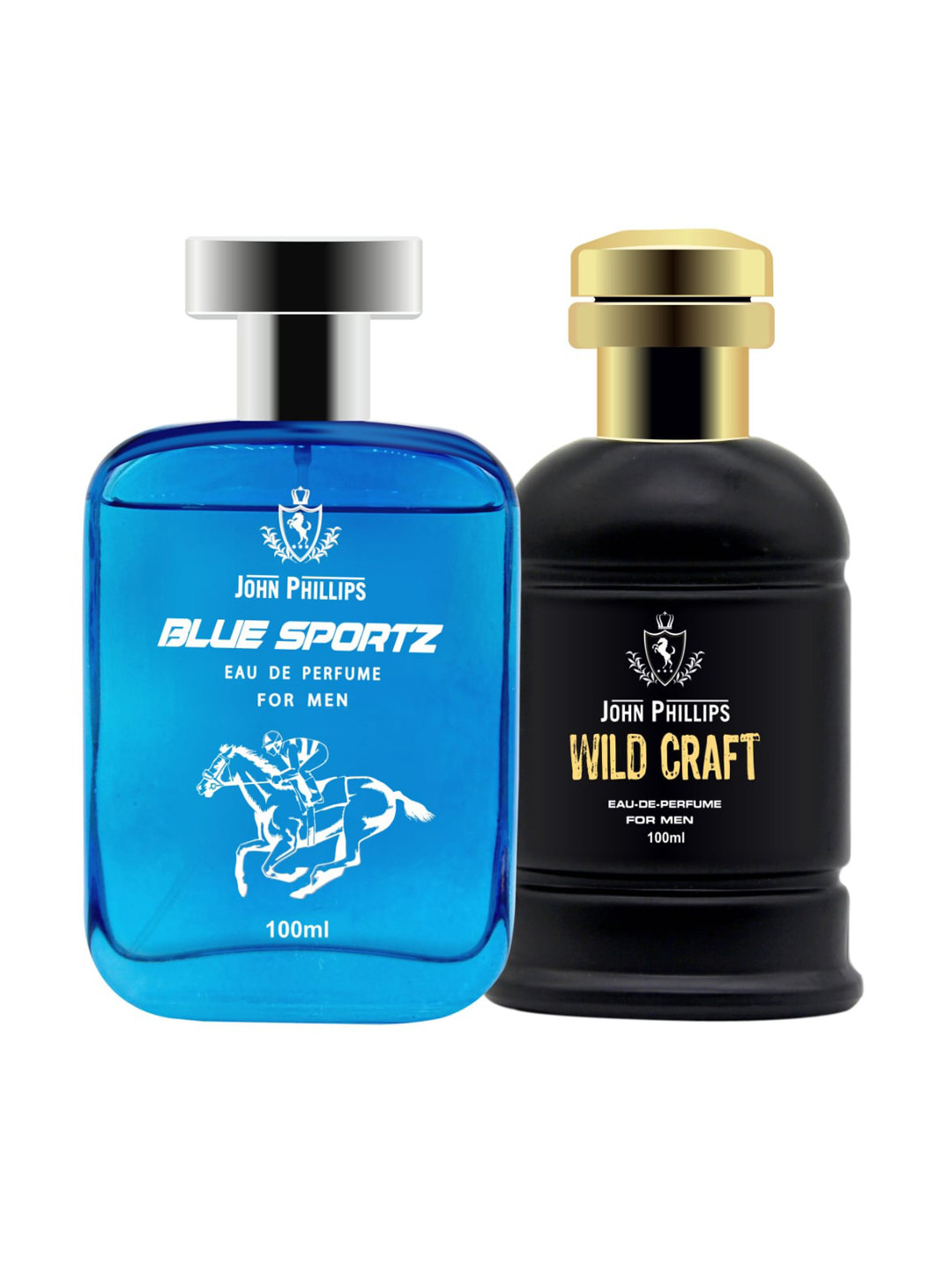 JOHN PHILLIPS Blue Sportz & Wildcraft Set Of 2 Long Lasting Eau De Parfum 100 ml Each