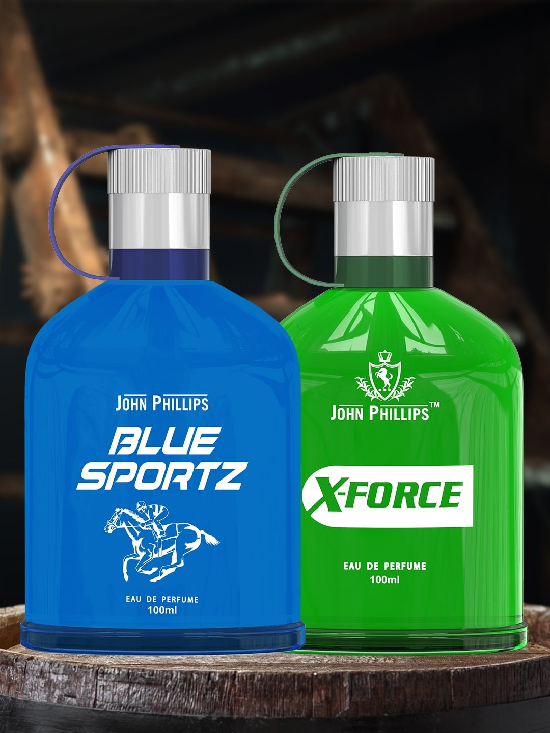 JOHN PHILLIPS Set Of 2 Blue SportzEau De Perfume & X-Force Eau De Perfume  100ml Each