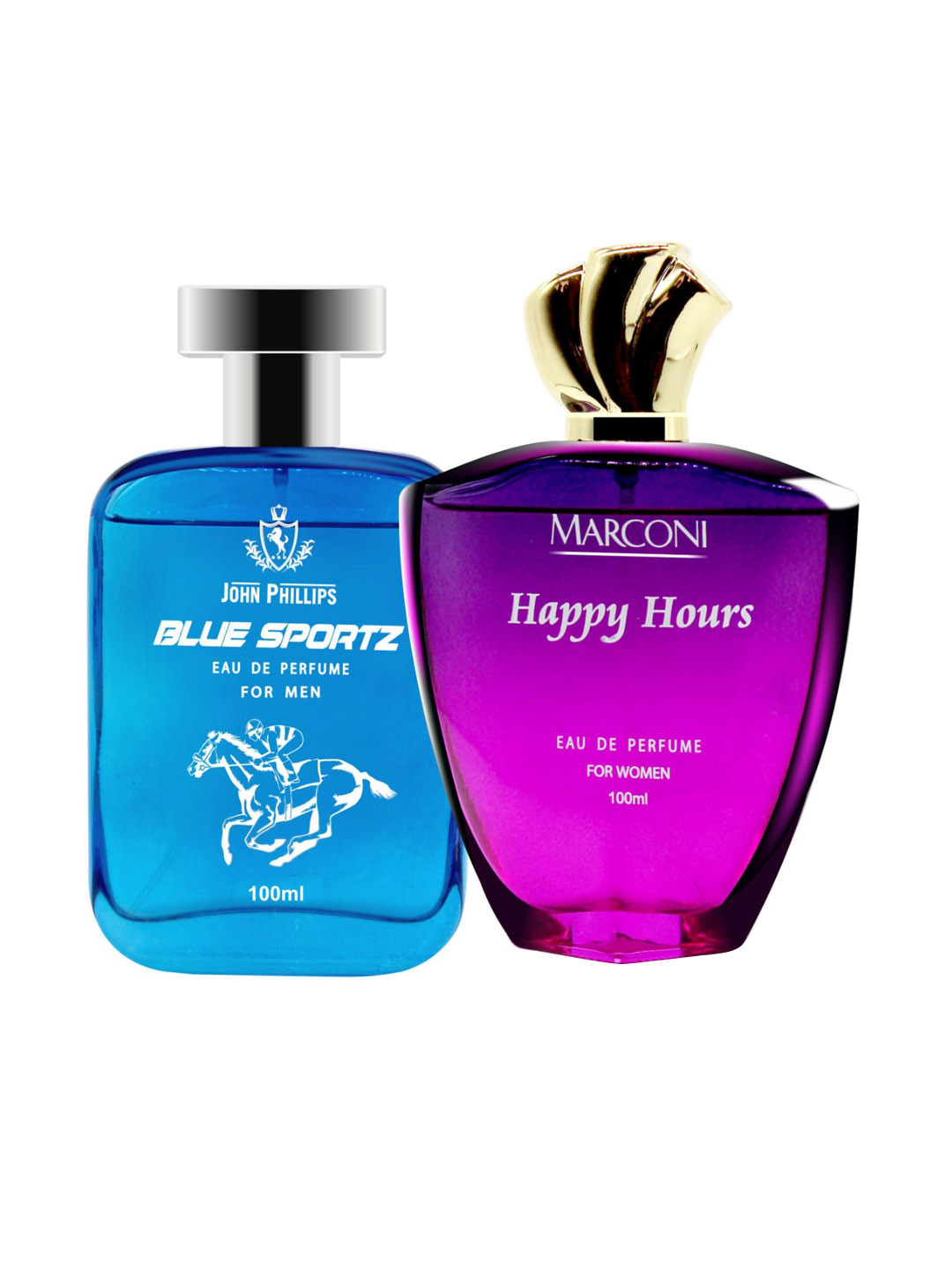 JOHN PHILLIPS Set Of 2 Blue Sportz Eau De Perfume & Marconi Happy Hours Eau De Perfume - 100ml Each