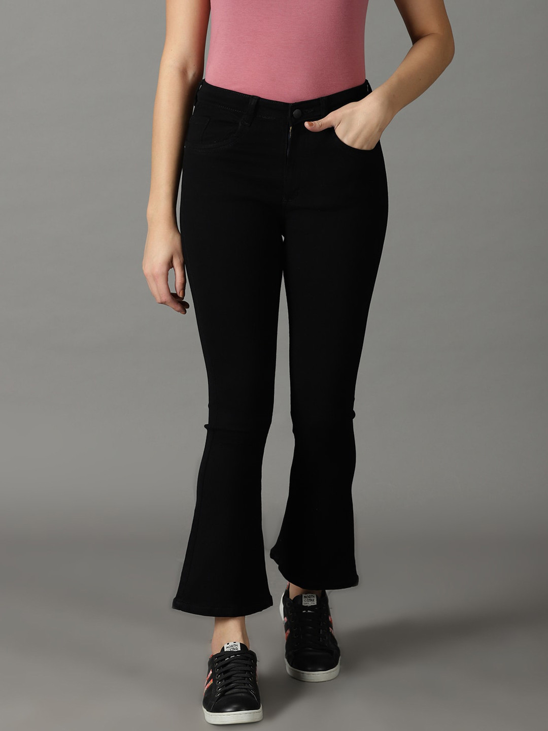 SHOWOFFFF Women Bootcut High-Rise Stretchable Cotton Jeans