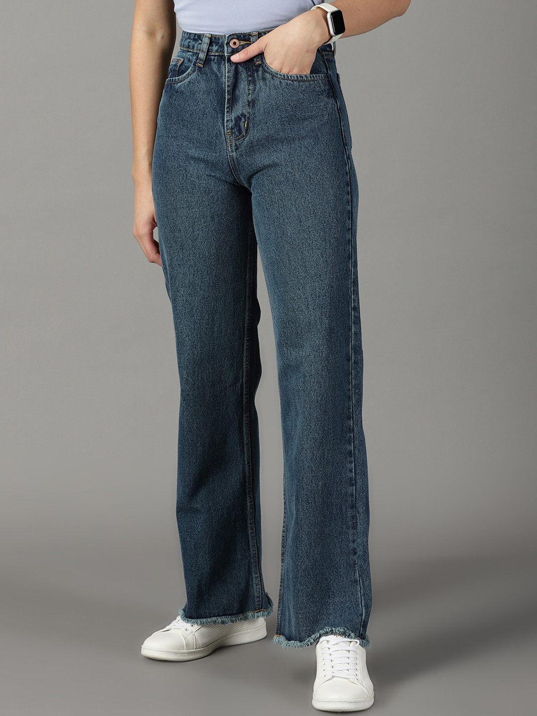 SHOWOFF Women Wide Leg High-Rise Stretchable Jeans