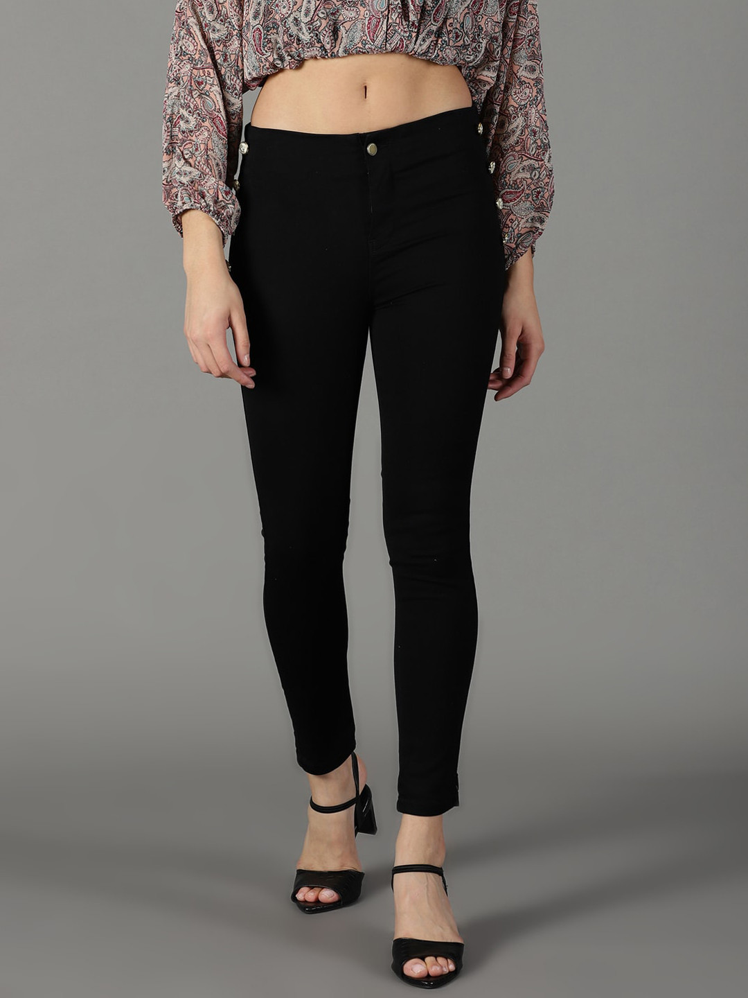 SHOWOFF Women Slim Fit High-Rise Slash Knee Acid Wash Stretchable Cotton Jeans