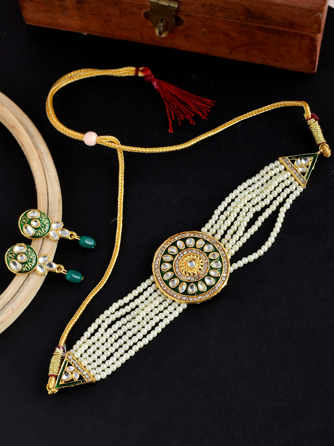 Silvermerc Designs Gold-Plated & Pearl Studded Jewellery Set