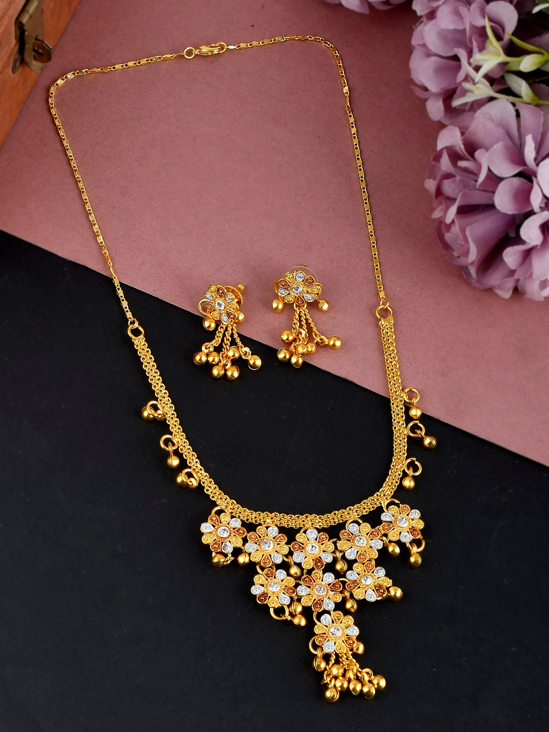 Silvermerc Designs Gold-Plated Ghungroo Beads Jewellery Set