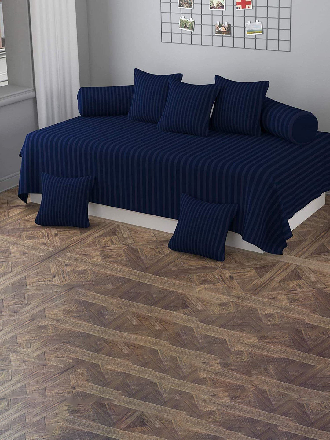 Bajo's DARTIN 8 Pieces Navy Blue Striped Diwan Set