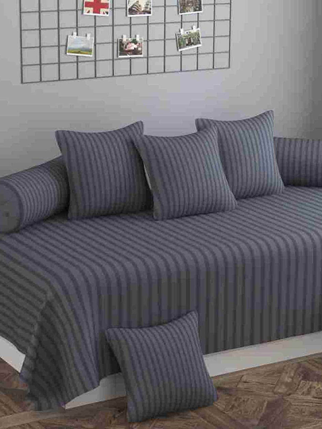 Bajo's DARTIN 8 Pieces Grey Striped Diwan Set