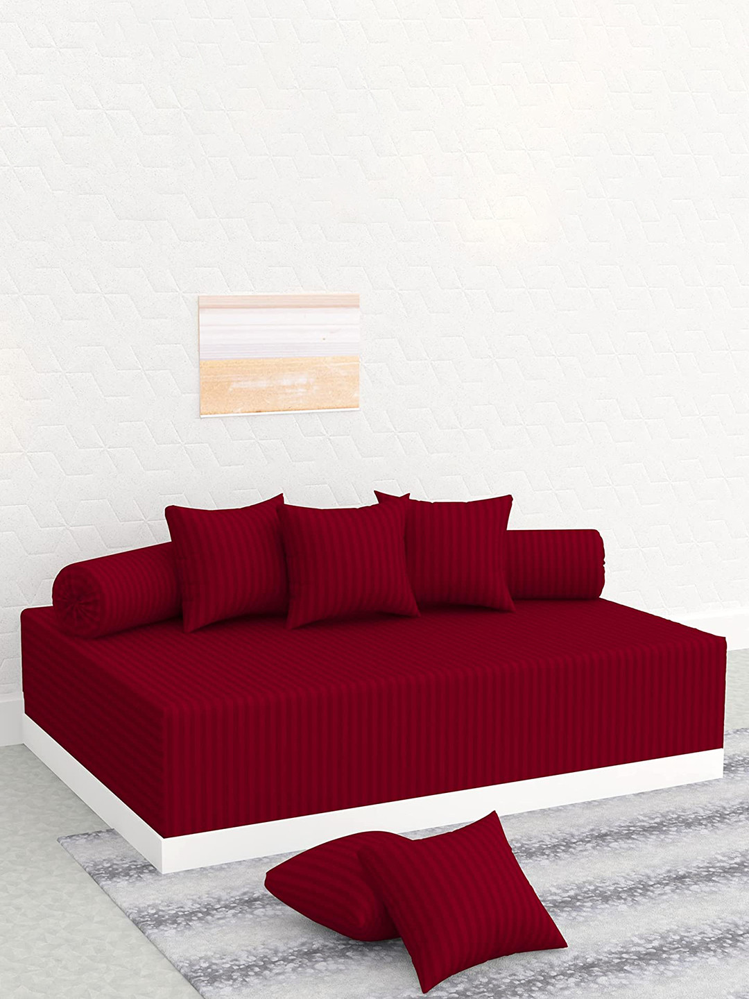 Bajo's DARTIN 8-Pieces Maroon Striped Diwan Set