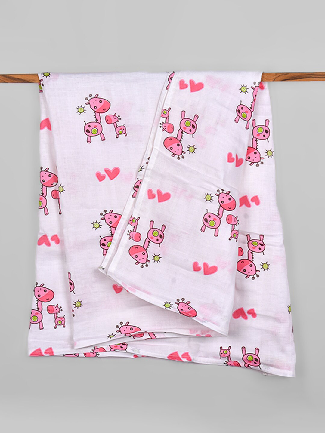 Moms Infants Pink Giraffe Organic Cotton Soft Baby Muslin Swaddle