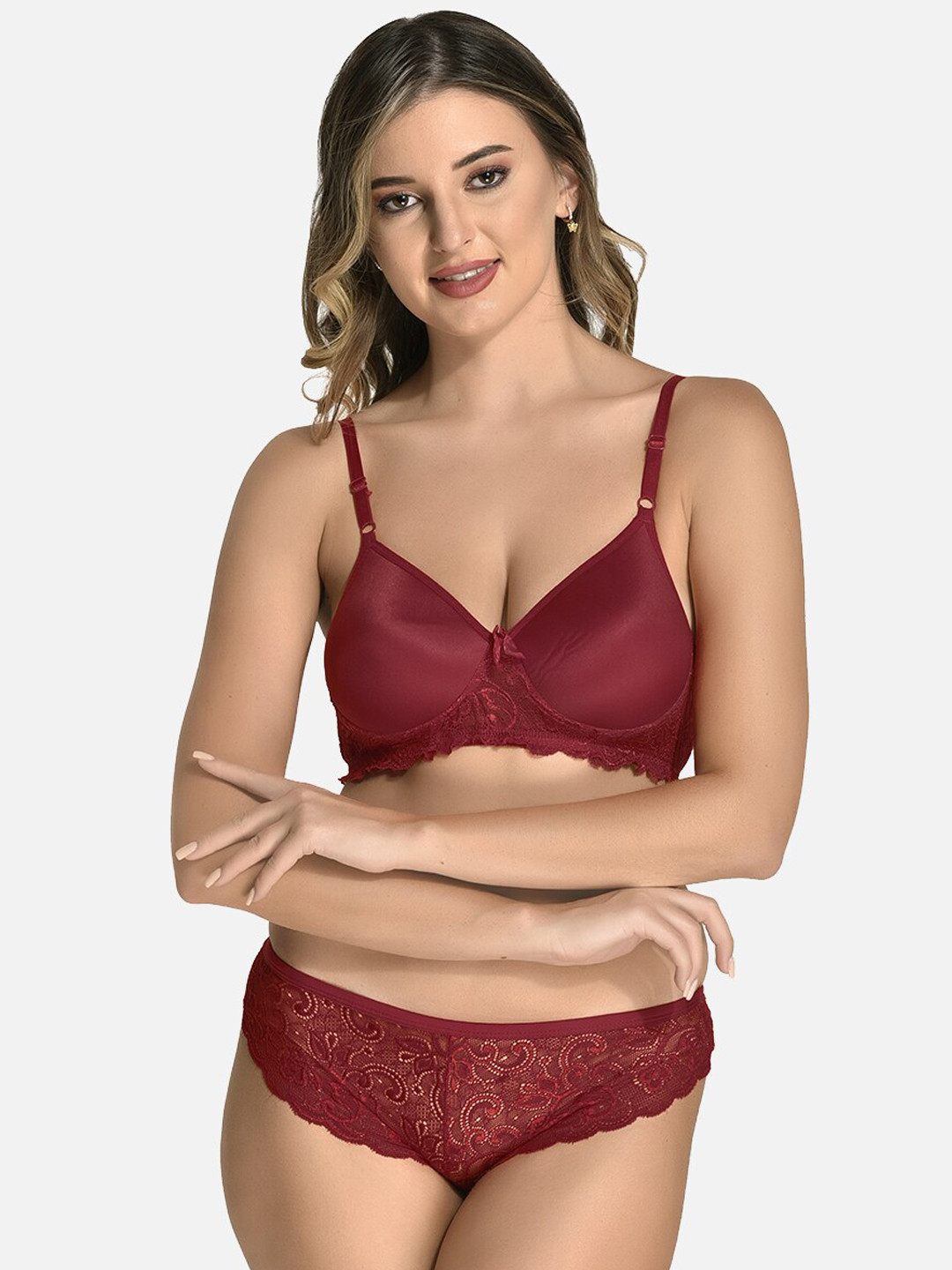 StyFun Self-Designed Lingerie Set LS_Jas_Min_Set_Maroon_B