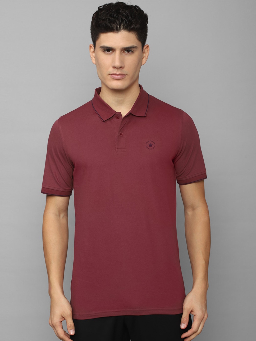 Buy Louis Philippe Men Maroon Solid Polo Collar T Shirt - Tshirts