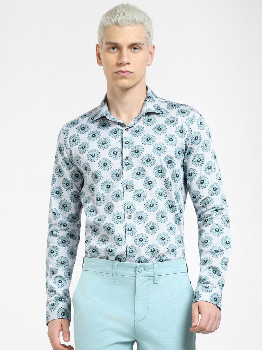 Jack & Jones Men Slim Fit Floral Printed Casual Cotton Shirt