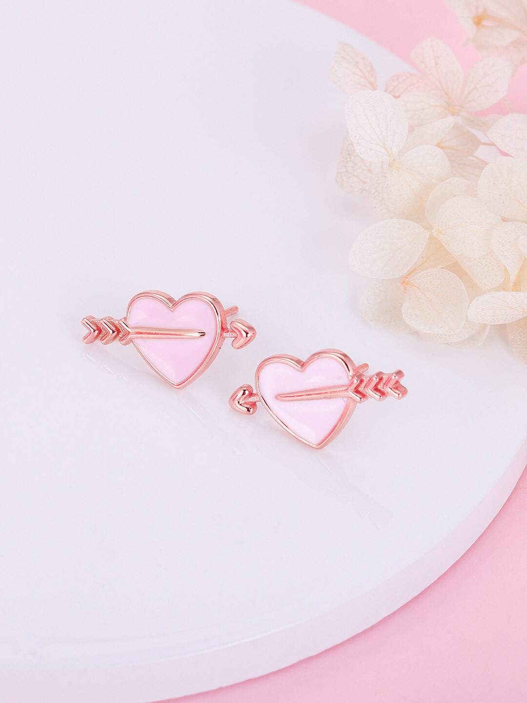 GIVA 925 Sterling Silver Romantic Rapture Rose Gold Plated Contemporary Studs Earrings