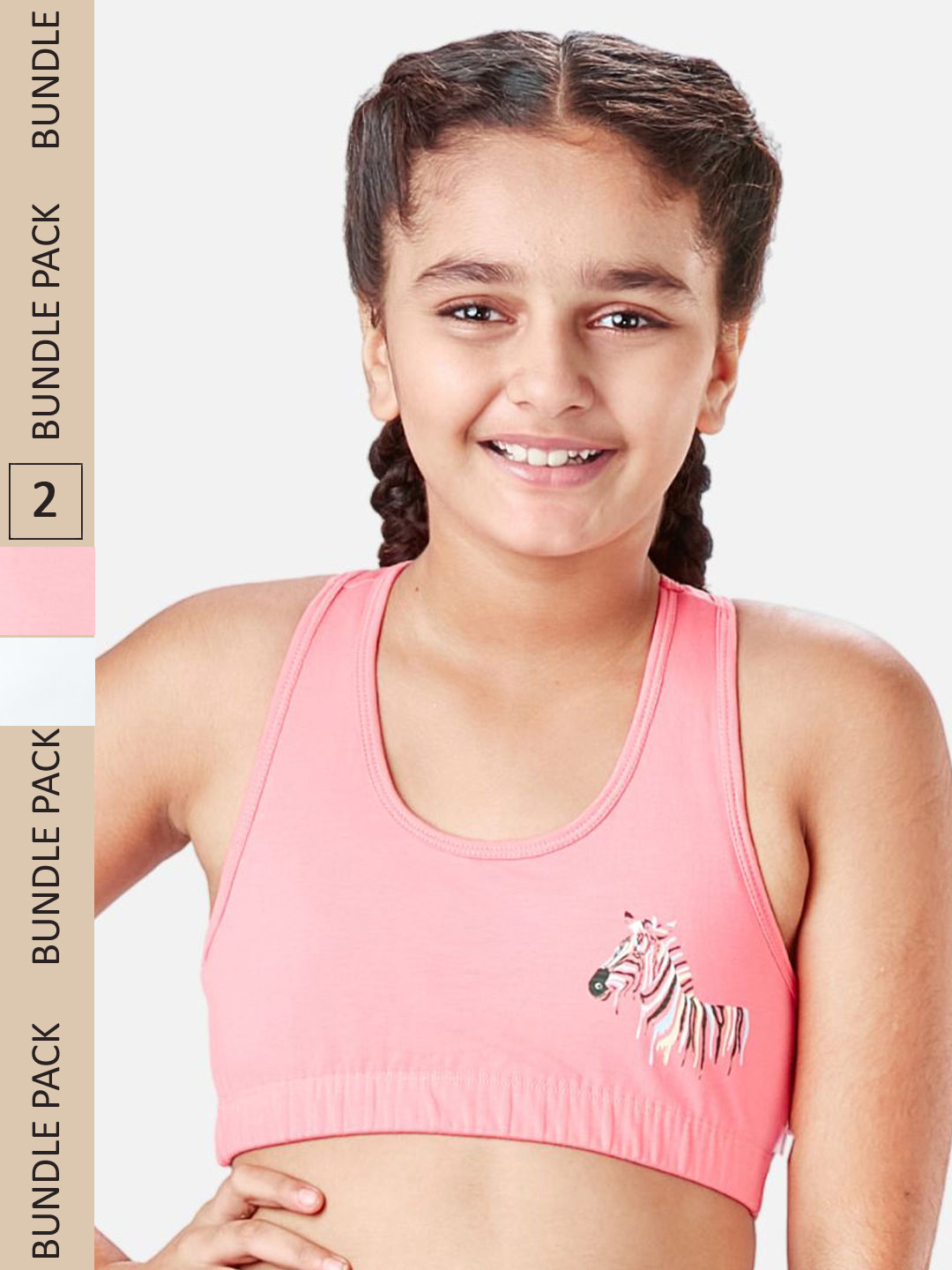 You Got Plan B Pack of 2 Girls Double Layered Racerback Sports Bra