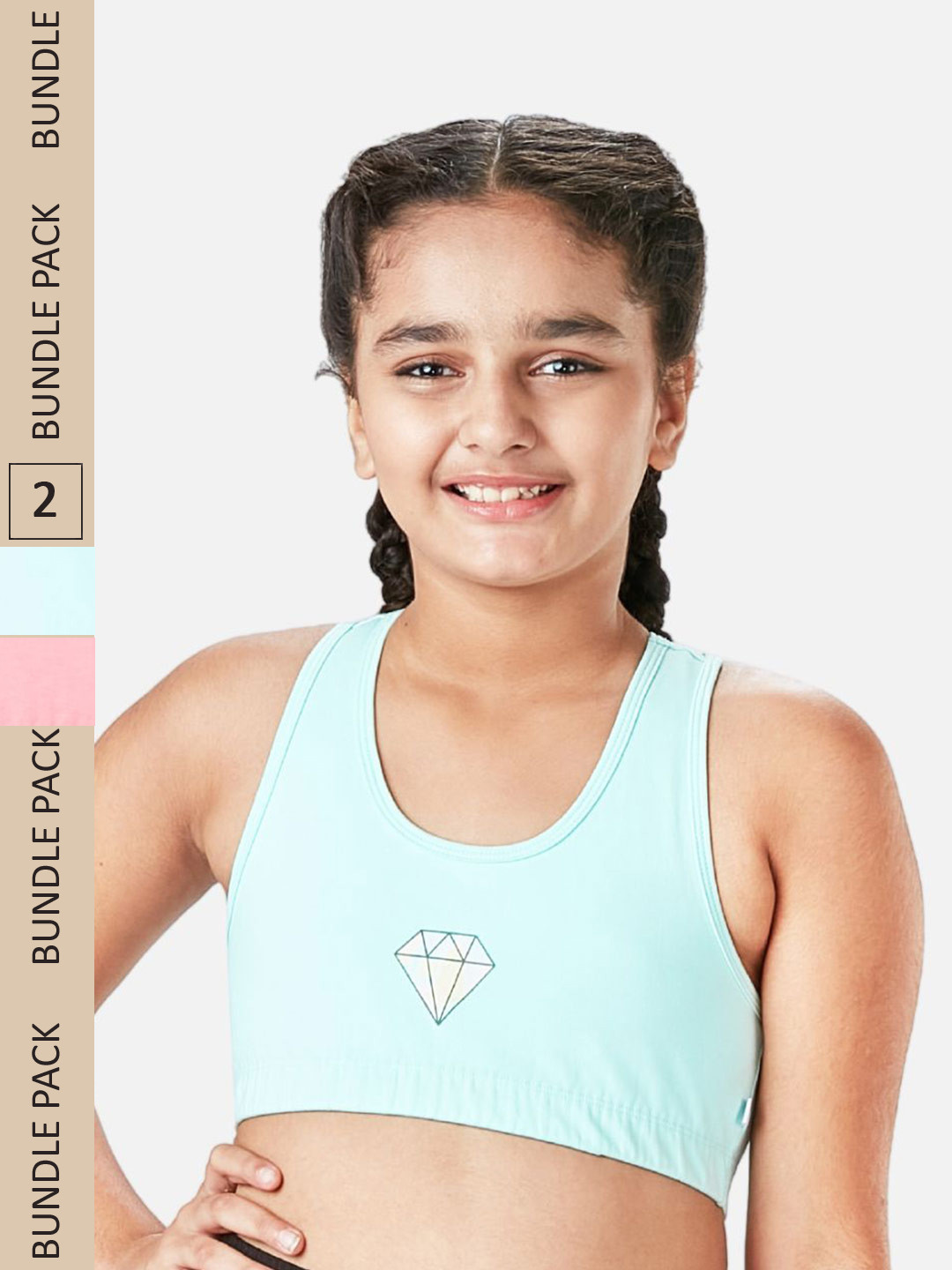 You Got Plan B Girls Pack of 2 Non-Padded Anti-Bacterial Sports Bra SBNP-GlowGal: 10-12