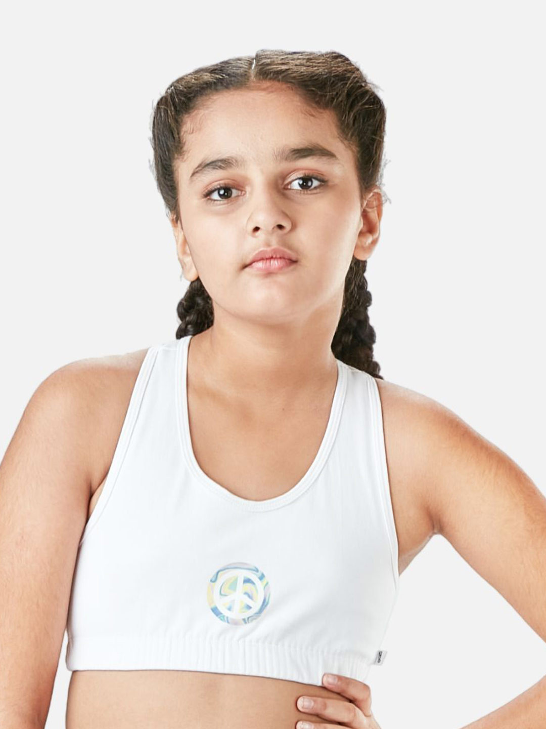 You Got Plan B Girls Non-Padded Anti-Bacterial Sports Bra SBNP-PeaceOut: 10-12