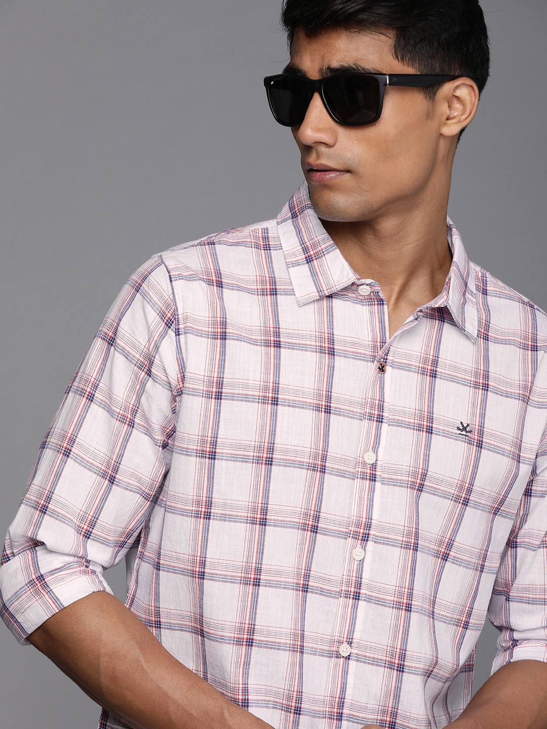 WROGN Slim Fit Checked  Cotton Casual Shirt