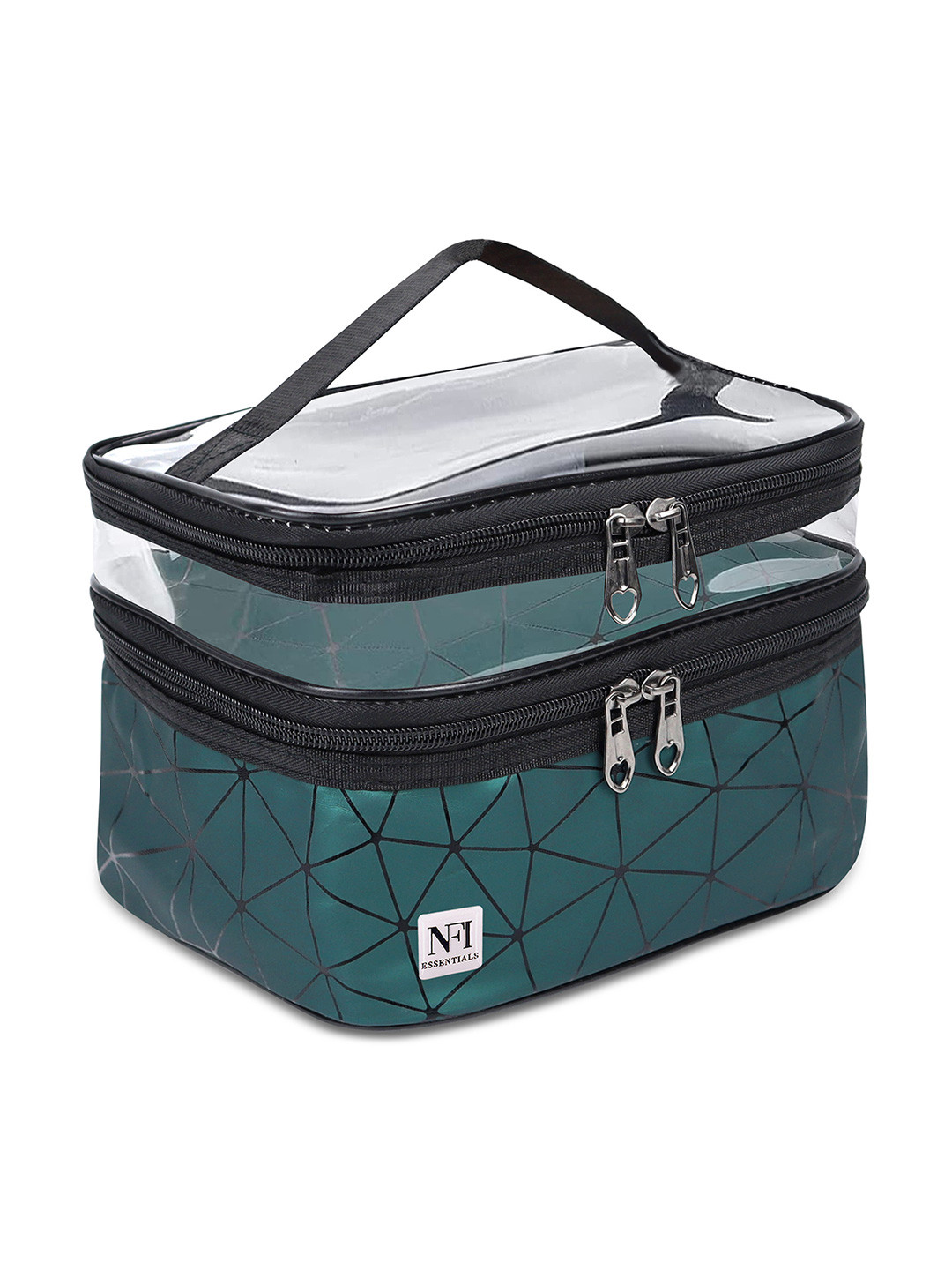 NFI essentials Printed Makeup Bags Double Layer Travel Cosmetic Cases Make up Organizer