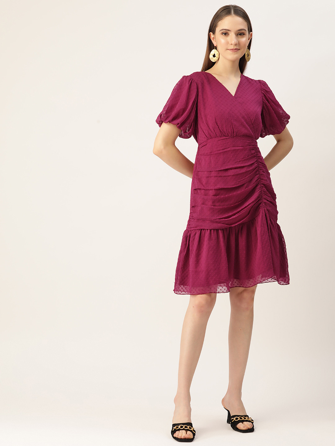 Antheaa Wrap Chiffon Dress