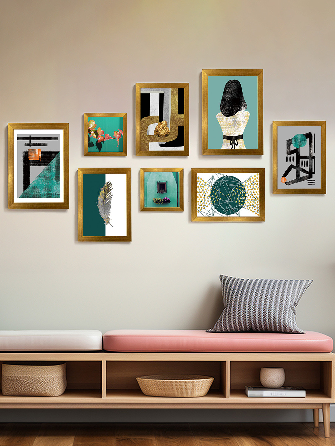 Art Street Young Lady Mister Pat Hat Canvas 8 Piece Paintings Wall Art-16 x 12In