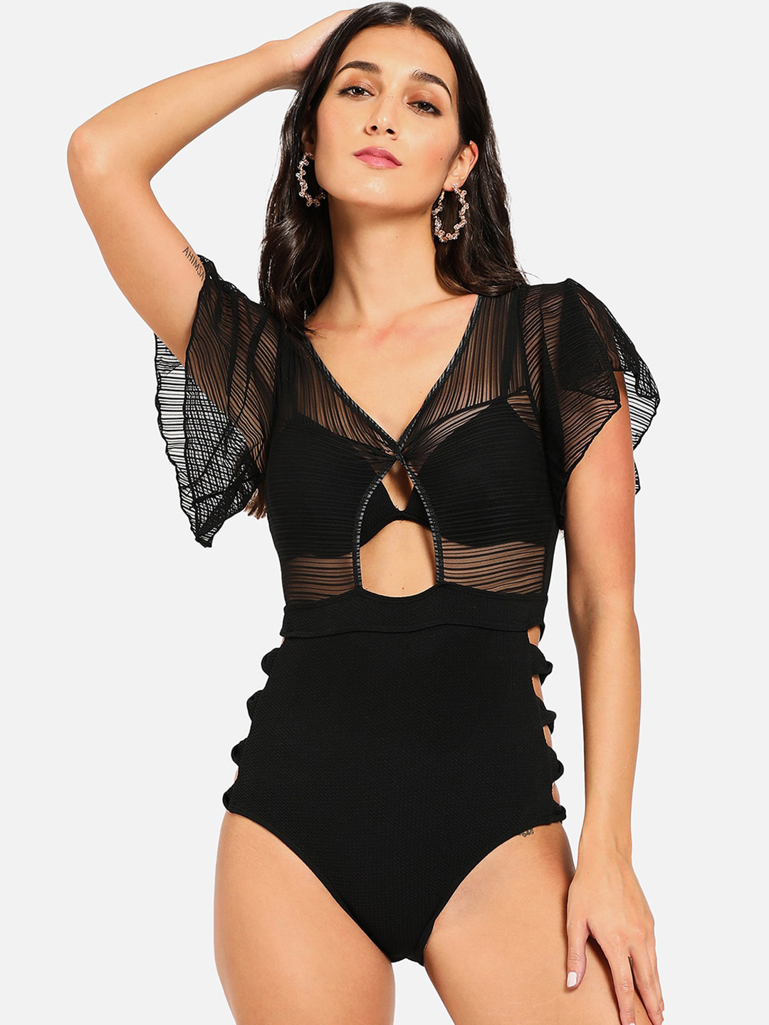 HAUTE SAUCE   Women Self-Design Cut-Out Detailed One-Piece swimsuit
